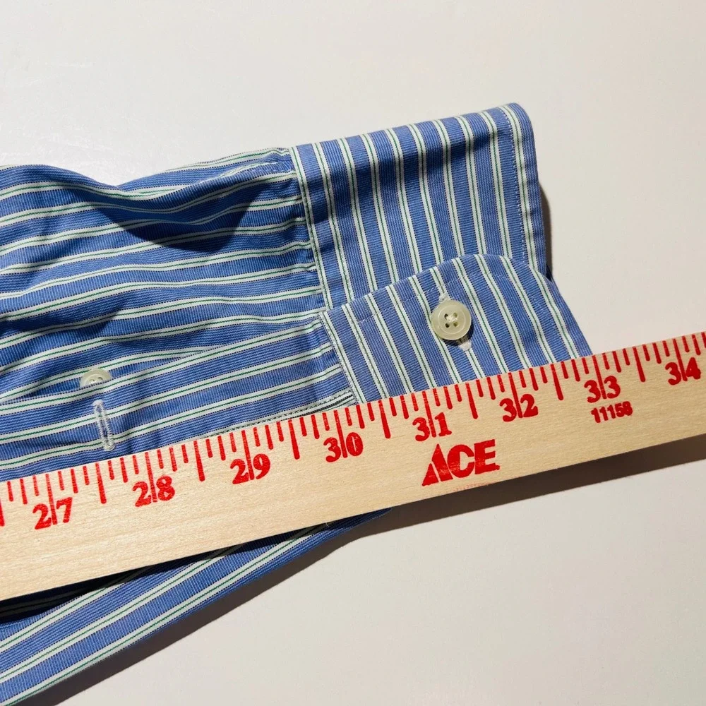 J. Crew Medium Haberdashery Button Down Shirt Blue Striped 80s 2 Ply Cotton Mens